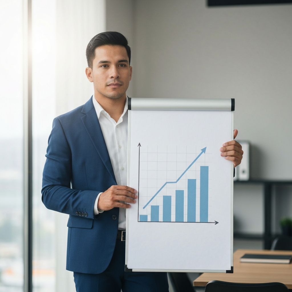 Professional with growth chart